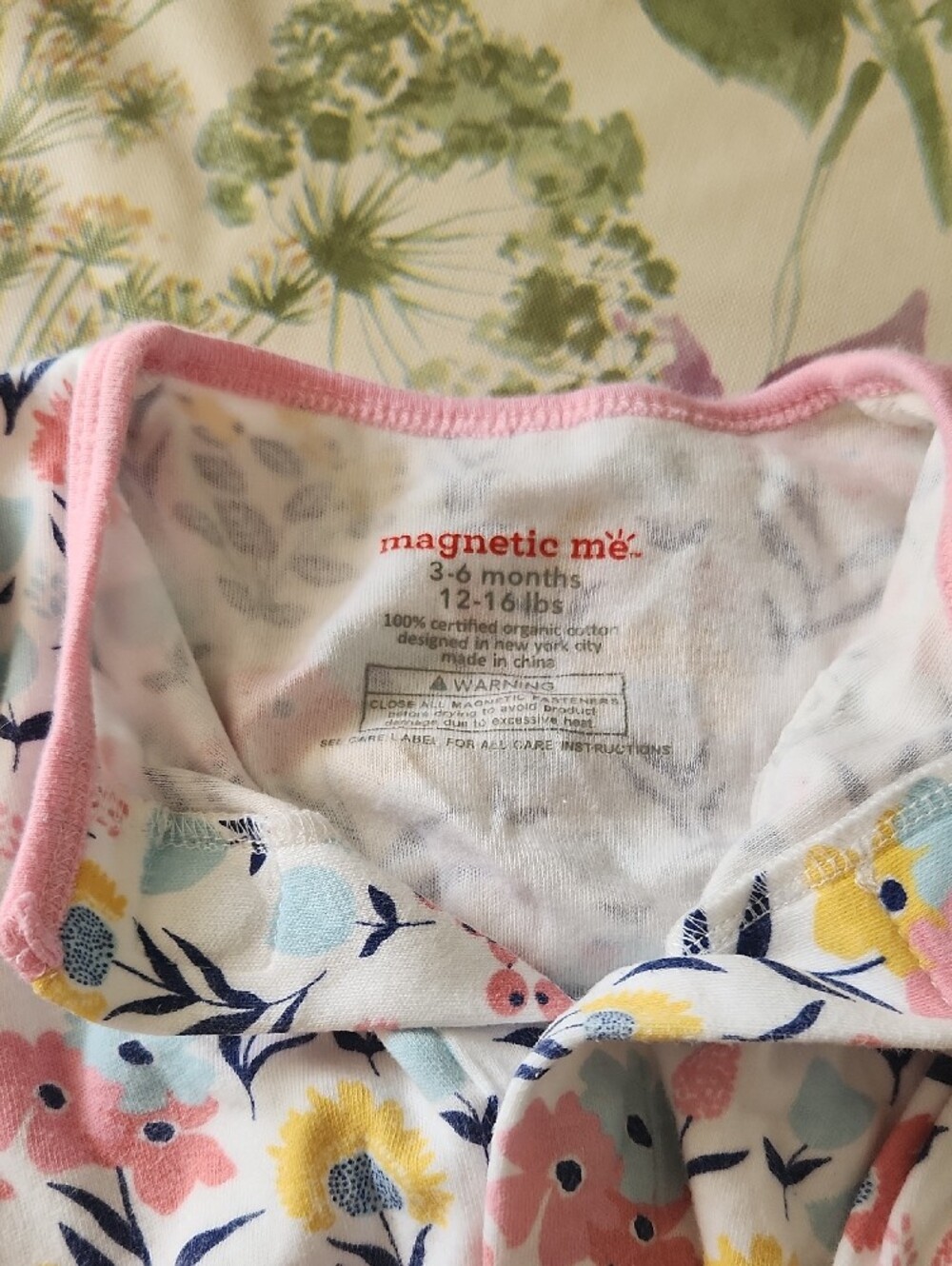 Magnetic Me Floral & Rust Ruffle Footed One-Piece Set - Picture 8 of 13